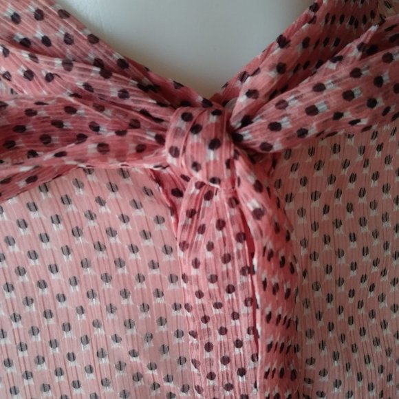 WHO WHAT WEAR Sheer Button Down Blouse with Tie - Picture 2 of 9